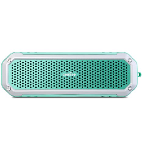 Bluetooth Speaker, COMISO [Max Audio][Mint Green] - [Ultra Portable] Bluetooth Outdoor Speakers Built in Microphone Flashlight, Wireless Shower Speaker with 10W Drivers Super Bass 12 Hour Playtime