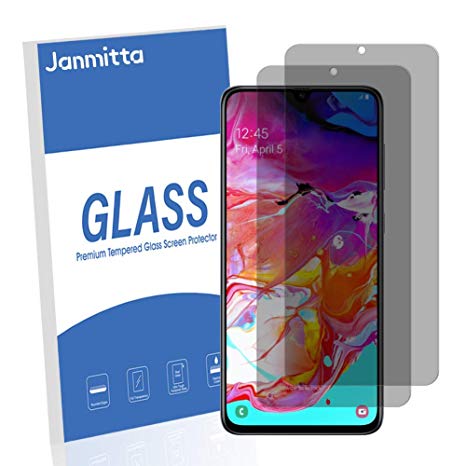 Janmitta Compatible Samsung Galaxy A70 Privacy Screen Protector, Anti-Spy Tempered Glass Film, 2.5D [Bubble Free] [Anti-Scratch] [Smooth Touch] HD Clear Film for Samsung Galaxy A70