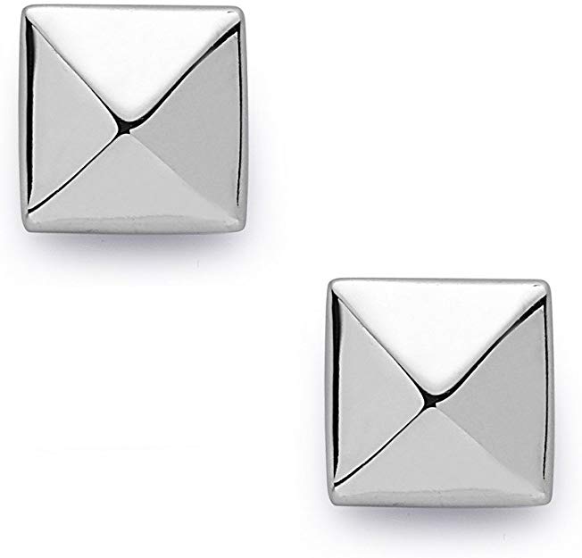 SILVER EMPIRE Fine Jewelry | 925 Sterling Silver 3D Pyramid Earrings for Women | Fashion Stud Earring | Durable & Lightweight | E Coat Finish for Tarnish Resistance | Post Back | Hypoallergenic