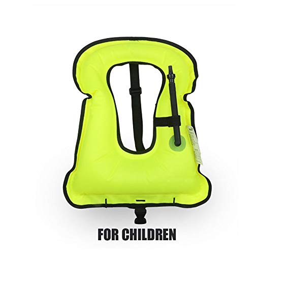 Rrtizan children portable Inflatable canvas Life Jacket Snorkel Vest (green)