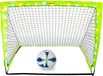 Aoneky Size 3 Soccer Ball with 4x3ft LED Light Up Soccer Goal