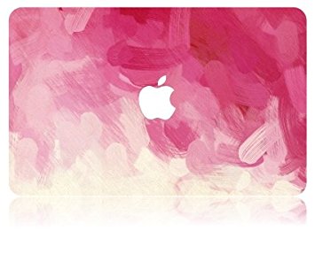 KEC MacBook Hard Shell Plastic Case Cover Protective | MacBook Air 13 Inch (A1369 / A1466) | Oil Painting (Pink - Water Paint)