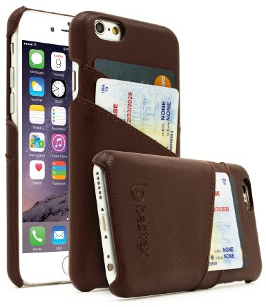 iPhone 6/6s Case, Bastex Premium High Quality Genuine Leather Slim Fit Snap On Executive Wallet Card Case for iPhone 6/6s