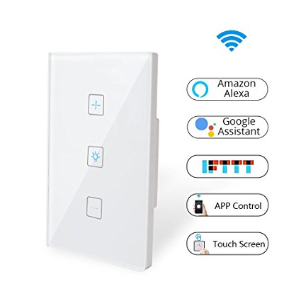 Wifi Light Switch-Smart Dimmer Switch Panel Work with Alexa Google Home IFTTT-Timer Function and Phone Remote Control Wall Light Any Where-No Hub Required and Free App  (1 Pack)