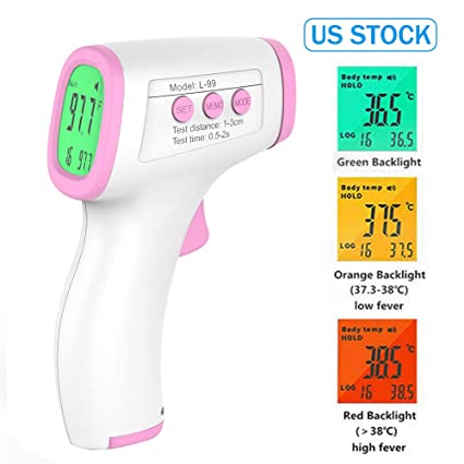 Infrared Forehead Thermometer Non-Contact Digital Thermometer for Adult Baby Child No Touch Infrared Thermometer Accurate Instant Readings with LCD Display(Pink)