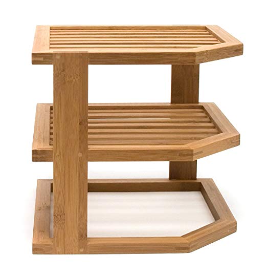 Lipper International 8883 Bamboo Wood 3-Tier Corner Kitchen Storage Shelf, 10" x 10" x 9-1/2"