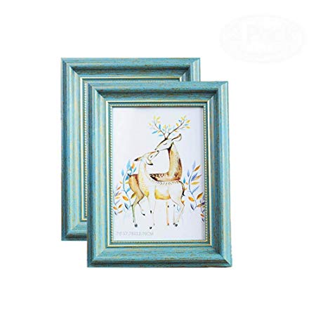 MUAMAX Antique Teal 5 x 7 Inch Picture Frames Green Photo Frames for Table Top Wall Hanging Display Turquoise Blue Decor (2-Pack)