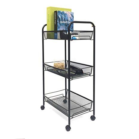 Mind Reader 3 Tier Mobile Utility Cart, Black - 3TOCART-BLK