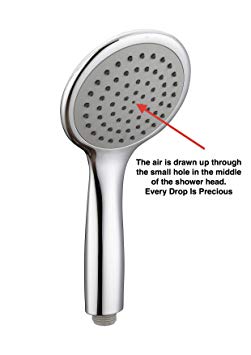 Quality Air Shower Head by Every Drop Is Precious - the superb 'Mirror Air' replacement hand held shower head mixes air in with the water to make your shower feel more powerful and does away with needing to restrict your water flow.