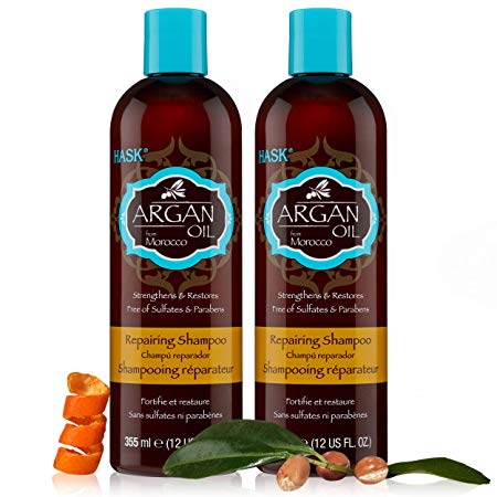 HASK ARGAN OIL Shampoo, Repairing for all hair types, color safe, gluten-free, sulfate-free, paraben-free - 2 Shampoos