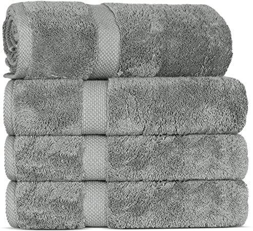 Chakir Turkish Linens Luxury Spa and Hotel Quality 100% Cotton Turkish Towels (Bath Towel - Set of 4, Gray)