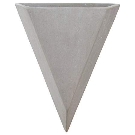 Rivet Modern Triangular Earthenware Wall Mount Planter, 7"H, Grey