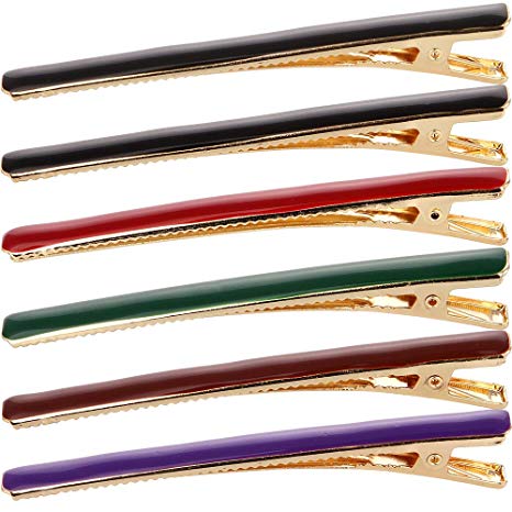LONEEDY 6 Pack Duck Bill Hair Clips for Women, Metal Hair Pins for Hair Care, Beautiful Colors Hair Accessories for Girls (Mixed color)