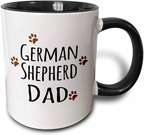 3dRose German Shepherd Dog Dad Mug, 11 oz, Black