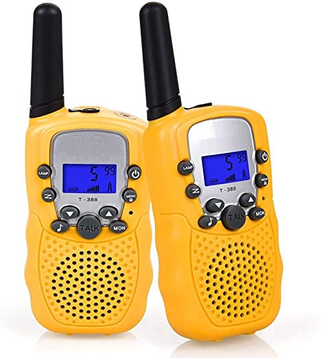 Flybiz Kids Walkie Talkies, 8 Channels 2 Way Radio Kids Toy, Wireless 0.5W PMR446 Long Distance Range Walkie Talkie with VOX Function, for Field Survival Camping Biking and Hiking (Yellow,, 2pcs)