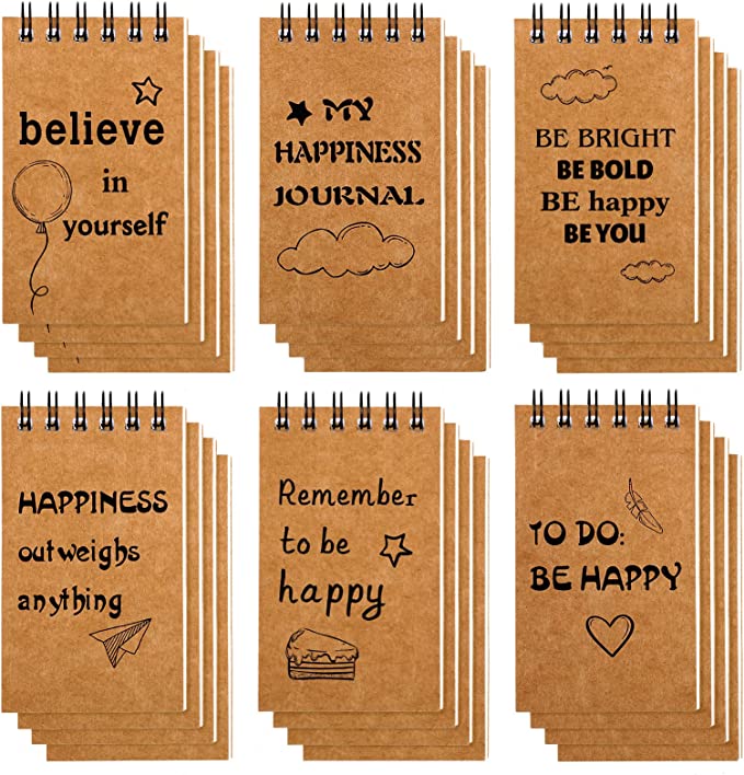 24 Pcs Inspirational Notepads Top Spiral Mini Journal Notebook Bound Steno Memo Pads 2.4 x 3.9 Inch Small Pocket Notepads for Kids Boys Girls Adults Party Favors Office School Supplies(Fresh Style)