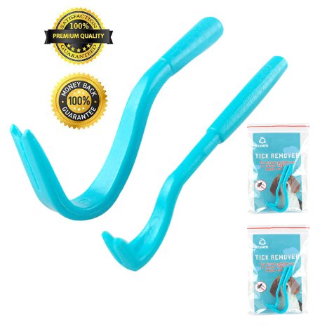 Pets Tick Remover Tool For Dogs, Cats, Horses and Human，Pack of 2 Blue (Small & Large) - Safe, Easy, and Fast Method of Removing Ticks