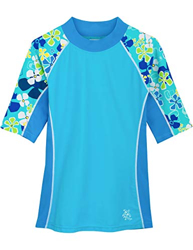 Tuga Girls Short Sleeve Rash Guard 1-14 Years, UPF 50  Sun Protection Swim Shirt