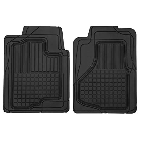 Motor Trend MT-150-BK Black 28"(L) x 21"(W) All Weather Semi-Custom Heavy Duty Rubber Floor Mats for Auto Car Truck SUV (2 Front Mats)