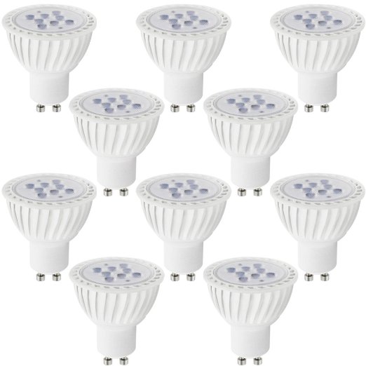10-Pack 7W Dimmable GU10 LED Light Bulb, Replace 60W Halogen, UL-listed 5000K Daylight LED Spotlight, 500lm 36° Beam Angle GU10 Base 110V for Home, Recessed, Accent, Landscape, Track Lighting