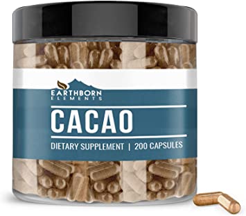 Cacao (Cocoa) 200 Powder Capsules, Heart Health & Wellness, Skin* (300 mg/Serving)