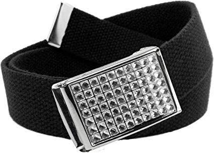 Girl's Easy Snap Crystal Buckle with Adjustable Canvas Belt for School Uniforms