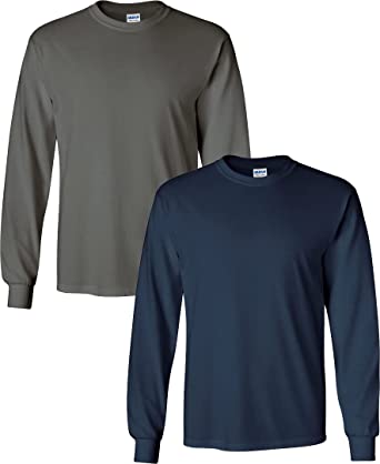 Gildan Men's Heavy Cotton Long Sleeve T-Shirt, Style G5400, 2-Pack