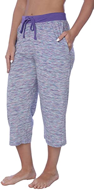 Women's Capri Jersey Knit Pajama Lounge Pant Available in Plus Size