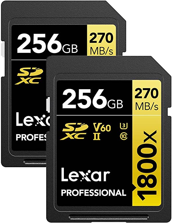 Lexar Gold Series Professional 1800x 256GB UHS-II U3 SDXC Memory Card, 2-Pack