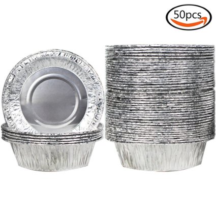 Goodlucky365 Disposable 5" Aluminum Foil Tart/Pie Pans (50ct) ,Disposable Pie Pan/ Foil Pan,Disposable BBQ Pans/Plates
