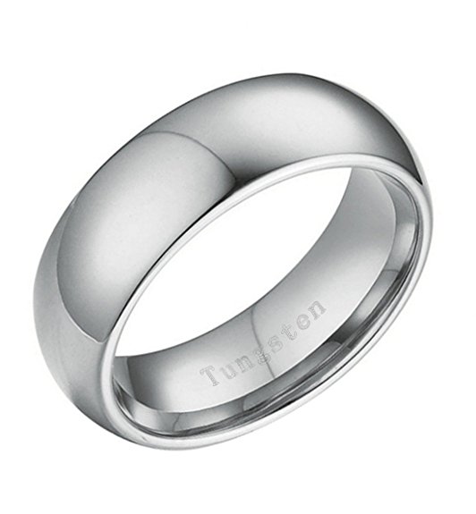 Freeman Jewels 6mm White Tungsten Carbide Ring Unisex Classic Wedding Band Ring Dome Polished