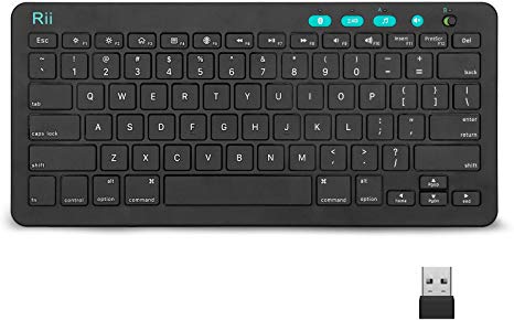 Rii Bluetooth Keyboard, 2.4GHz Wireless Keyboard, Universal Keyboard for iPad Pro/Air/Mini,Bluetooth Enabled Devices,Tablet,PC,Android TV Box,Smart TV,HTPC with Android, Windows, Mac OS