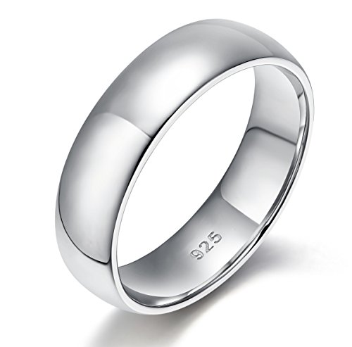 925 Sterling Silver Ring High Polish Plain Dome Tarnish Resistant Comfort Fit Wedding Band