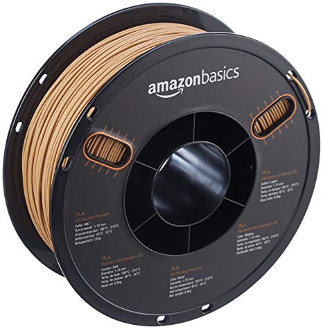 AmazonBasics PLA 3D Printer Filament, 1.75mm, Wood Color, 0.8 kg Spool