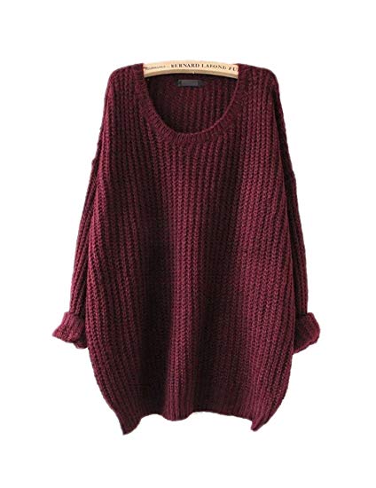 ARJOSA Women's Fashion Oversized Knitted Crewneck Casual Pullovers Sweater