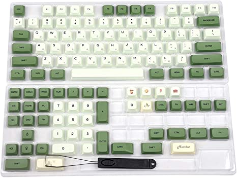 Matcha Dye Sub ZDA PBT Keycap Similar to XDA Japanese Korean Russian for MX Keyboard 104 87 61 Melody 96 KBD75 ID80 GK64 Tada68（Only Keycap） (Russian)