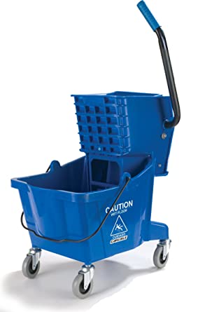 Carlisle 3690814 Commercial Mop Bucket with Side Press Wringer, 26 Quart Capacity, Blue