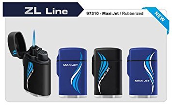Rubber Maxi Jet Zenga Lighter, Windproof Lighter, Electronic Lighter, Refillable Lighter, Jet Lighter, Gas Lighter, Turbo Lighter, Blowtorch Lighter, Transparent Lighter, See Through Lighter, Clear Lighter, (Blue)