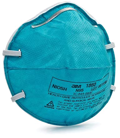 3Mâ„¢ Standard N95 1860 Health Care Disposable Particulate Respirator and Surgical Mask With Adjustable Nose Clip - Meets NIOSH, FDA And ASTM Standards (20 Each Per Box)