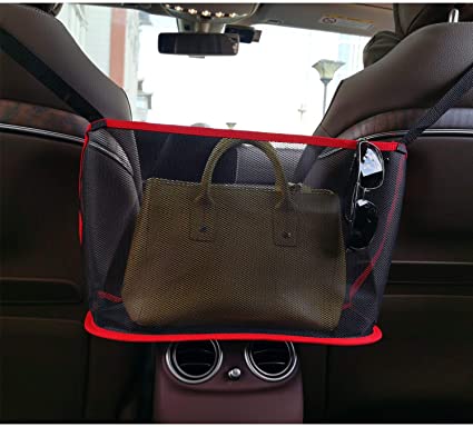 Fekey&JF Car Net Pocket Handbag Holder,Car Seat Back Organizer Mesh Large Capacity Bag for Purse Storage Phone Documents Pocket,Barrier of Backseat Pet Kids,Cargo Tissue Holder