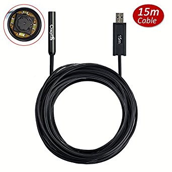15m/49ft Endoscope USB Inspection Camera,CrazyFire Waterproof Flexible Android Phone OTG USB Borescope Camera with 4 LEDs for Building and Home Construction,Aviation,Vehicles Inspection