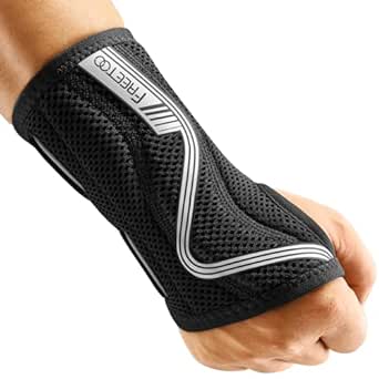 FREETOO Wrist Support S-shaped support for Arthritis, Adjustable Day Night Carpal Tunnel Wrist Splint for Men Women RSI, Sprain, Fracture Wrist Brace （Gray-Medium-Right）