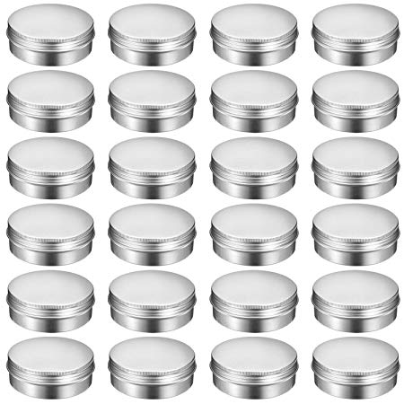 TecUnite 4 oz Aluminum Screw Top Round Steel Cans Aluminum Tin Cans with Screw Lid Screw Lid Containers, 24 Pack