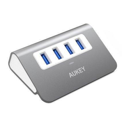 AUKEY USB 3.0 Hub 4 Ports Aluminum Superspeed USB HUB with USB 3.0 Cable 0.5m for iMac, MacBook Air, MacBook Pro, PC and Laptops ( Space Grey)