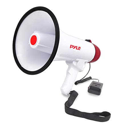 Pyle Megaphone Speaker PA Bullhorn W Built-in Siren - Adjustable Volume, 800 Yard Range - Ideal for Football, Soccer, Baseball, Hockey, Basketball Cheerleading Fans, Coaches, Safety Drills (PMP40)