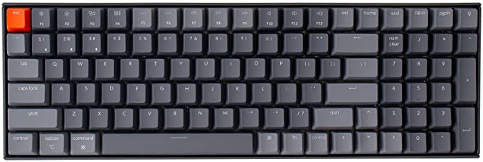 Keychron K4 Hot swappable Wireless Bluetooth/USB Wired Mechanical Gaming Keyboard, 96% Layout 100 Keys Computer Keyboard with Gateron Brown Switch White LED Backlight for Mac Windows-Version 2