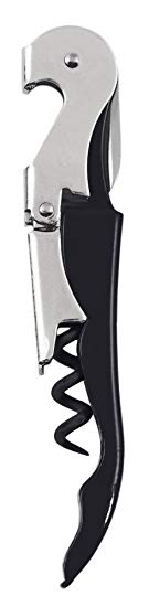 True  by True Fabrications Double Hinged Restaurant Waiter Quality Compact Corkscrew with Foil Cutter, Black