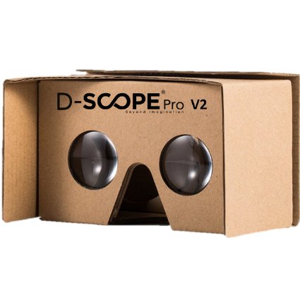 Google Cardboard V2 by D-scope Pro TM 3D Virtual Reality Compatible with Android and Apple Up to 6 Inch Easy Setup Machine Cut Quality Construction 37mm Lenses HD Visual Experience Includes QR Codes