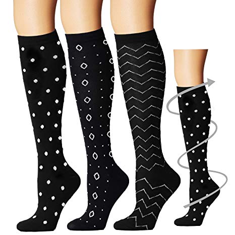 Laite Hebe Compression Socks,(3 Pairs) Compression Sock Women & Men - Best Running, Athletic Sports, Crossfit, Flight Travel