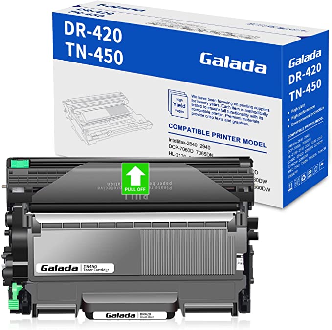 Galada Compatible Toner Cartridge and Drum Unit Replacement for Brother DR420 DR-420 TN450 TN-450 TN420 TN-420 for HL-2240 2270DW 2280DW MFC-7360N (1 Drum Unit  1 Black Toner Combo Pack)
